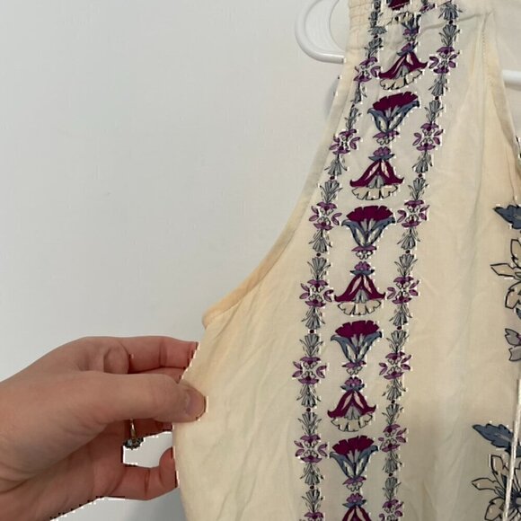 OLD NAVY Printed Tassle Boho Midi Dress Cream Ivory Floral Tassel Boho M NO BELT - Picture 8 of 13